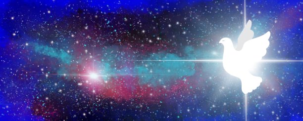 圣诞宇宙旗帜上有一只白鸽图片下载