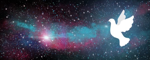 圣诞宇宙旗帜上有一只白鸽图片下载