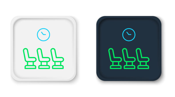 排队等候室图标孤立在白色背景上。色彩斑斓的轮廓的概念。向量图片下载