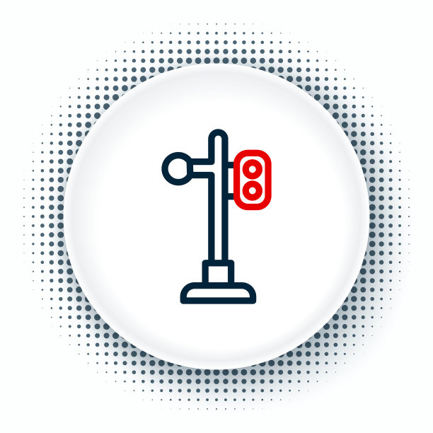 线路列车交通灯图标孤立在白色背景上。铁路上用来调节火车运行的交通灯。色彩斑斓的轮廓的概念。向量图片下载