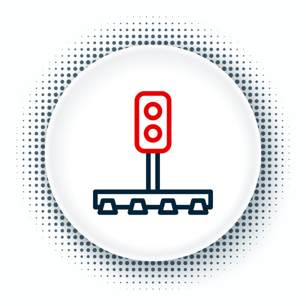 线路列车交通灯图标孤立在白色背景上。铁路上用来调节火车运行的交通灯。色彩斑斓的轮廓的概念。向量图片下载