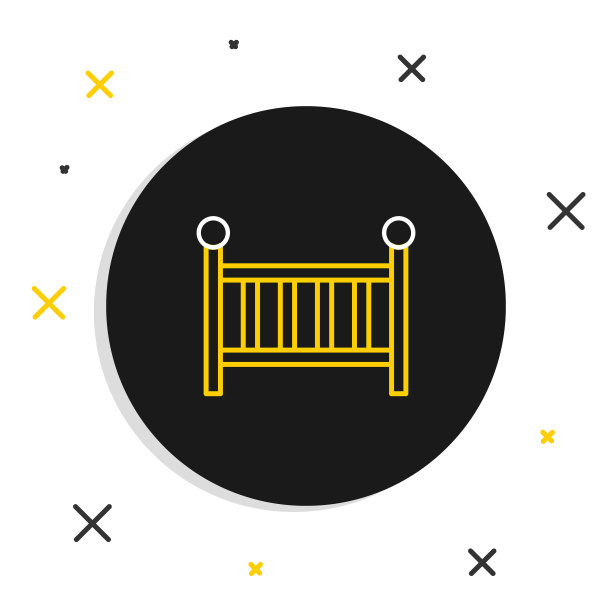 线婴儿床摇篮床图标孤立在白色背景。色彩斑斓的轮廓的概念。向量图片下载