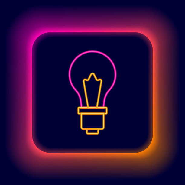 发光的霓虹灯线与概念的想法图标孤立在黑色背景灯泡。能量和思想的象征。灵感的概念。色彩斑斓的轮廓的概念。向量图片下载