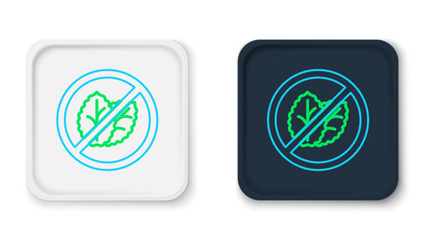 行没有烟草叶图标孤立在白色背景上。烟叶。色彩斑斓的轮廓的概念。向量图片下载