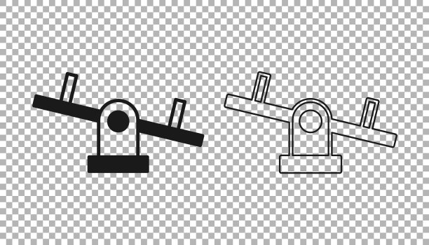 黑色跷跷板图标孤立在透明背景上。摇摇欲坠平等委员会。操场上的象征。向量图片下载