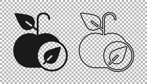 黑色苹果图标孤立在透明的背景上。多余的体重。健康的饮食菜单。健康饮食的苹果。向量图片下载