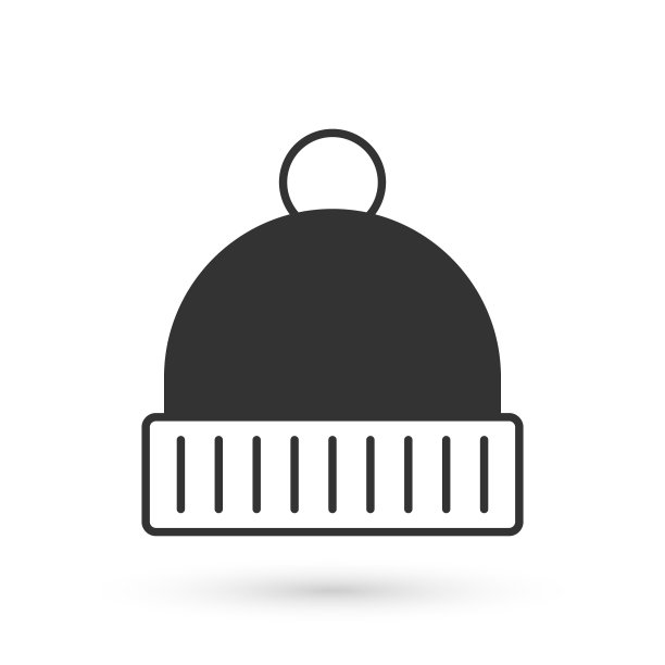 灰色冬季帽子图标孤立在白色背景。向量图片下载