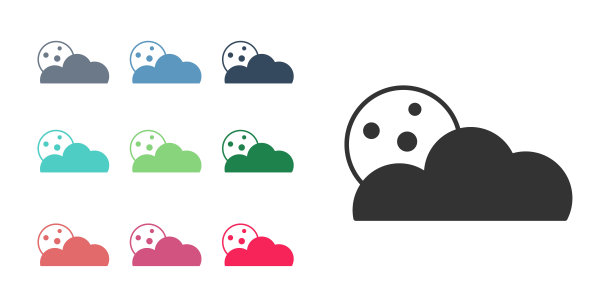 黑色的月亮和星星图标孤立在白色的背景上。多云的夜晚的迹象。睡眠的梦想的象征。满月。晚上或睡觉时间标志。设置图标丰富多彩。向量图片下载