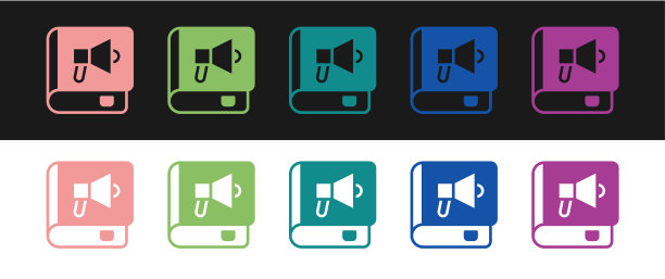 设置书图标孤立在黑白背景上。向量图片下载