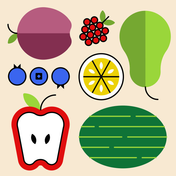 水果插图集3彩色线系列图片下载