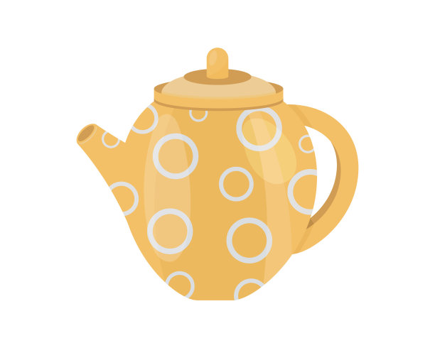 孤立的卡通水壶。矢量卡通图标电茶壶。水壶的矢量插图。图片下载