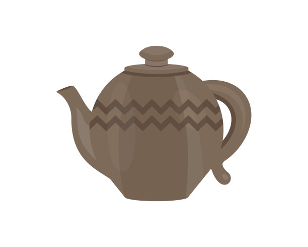 孤立的卡通水壶。矢量卡通图标电茶壶。水壶的矢量插图。图片下载
