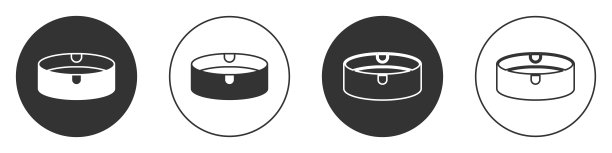 黑色烟灰缸图标孤立在白色背景上。圆按钮。向量图片下载