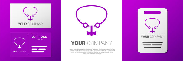 标志项链与宝石图标孤立在白色背景。Logo设计模板元素。向量图片下载