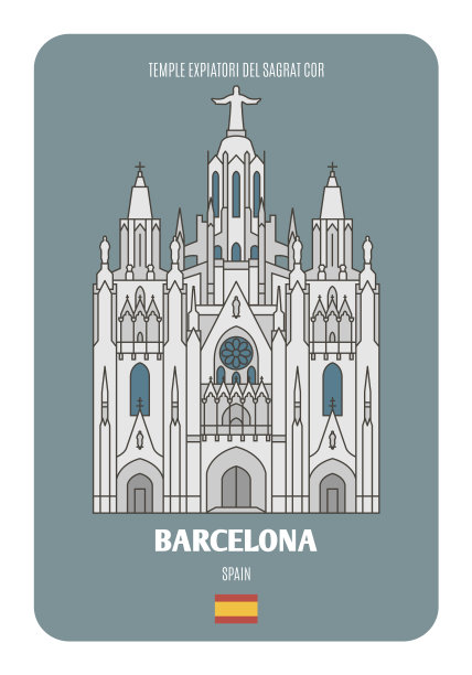 西班牙巴塞罗那的圣格拉特神庙。欧洲城市的建筑符号图片下载