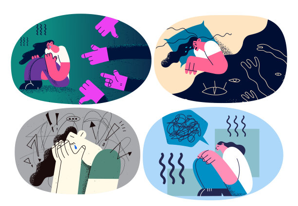 一群悲伤的女人哭得紧张，惊恐发作图片下载