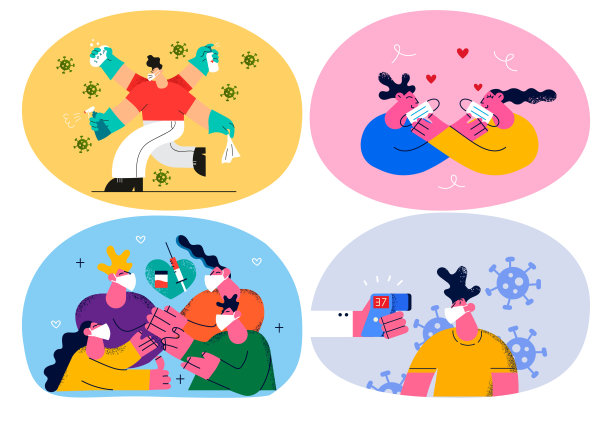 在新冠肺炎期间，有一组人采取了安全措施图片下载