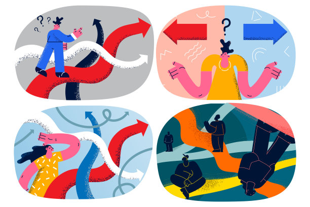 一群满腹狐疑的商人因工作失意，生意进退两难图片下载