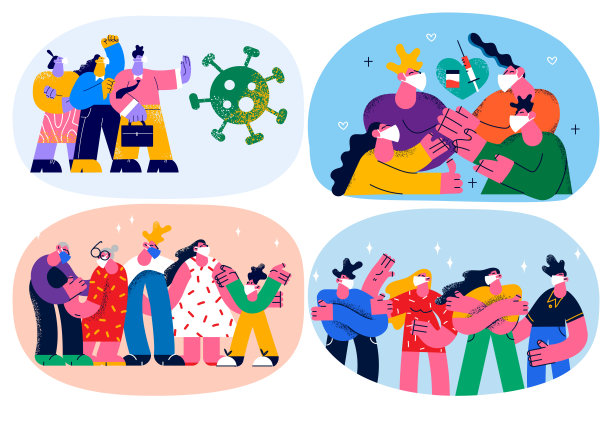 一组戴着口罩的人可以防止感染新冠病毒图片下载