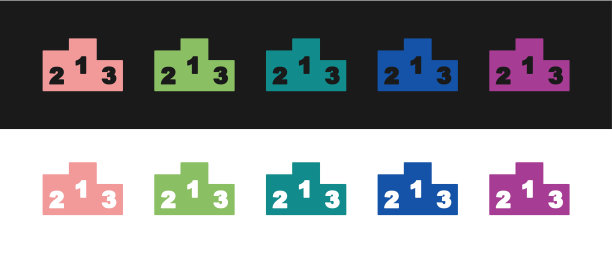 设置奖项在体育冠军领奖台图标孤立的黑白背景。向量图片下载