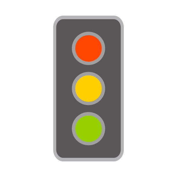 简单的黑色交通灯。向量。红、黄、绿灯亮起来。图片下载