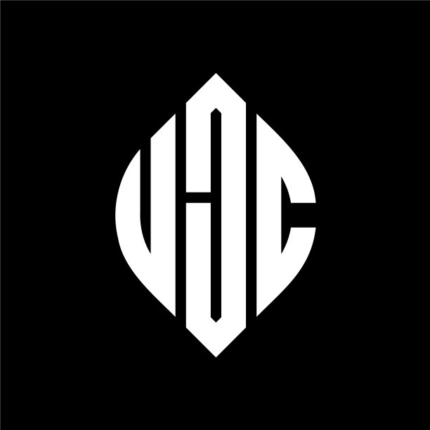 带有圆圈的UJC圆形字母标志设计图片下载