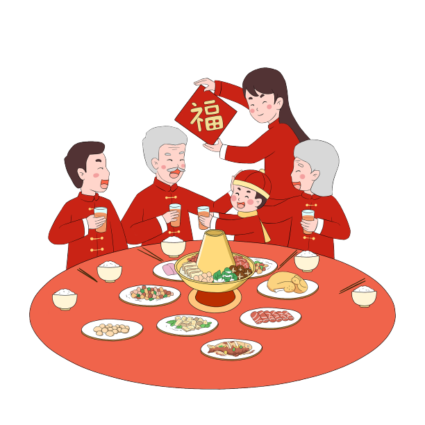 新年除夕年夜饭团圆一家人图片下载