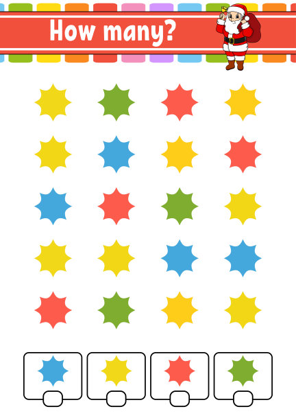 儿童数数游戏。快乐的字符。学习数学。图中有多少个物体。教育工作表。给答案留出空间。孤立的矢量插图在可爱的卡通风格。图片下载