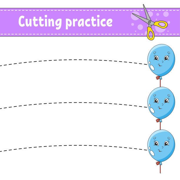 孩子们的切割练习。教育发展工作表。活动页面。儿童颜色游戏。孤立的矢量图。黑人的性格。图片下载