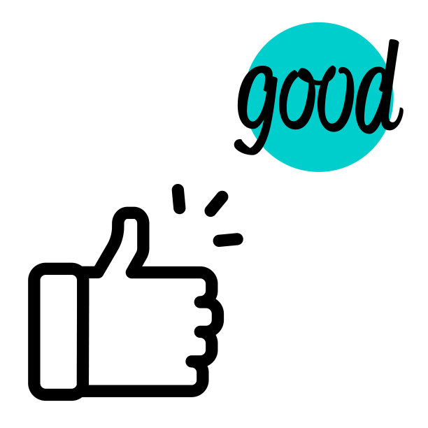 向量插图的单词“好”和一个图标。图片下载