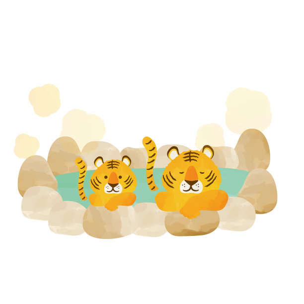 老虎父子在温泉里图片下载