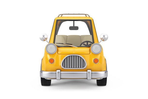 黄色卡通车。3d渲染图片下载