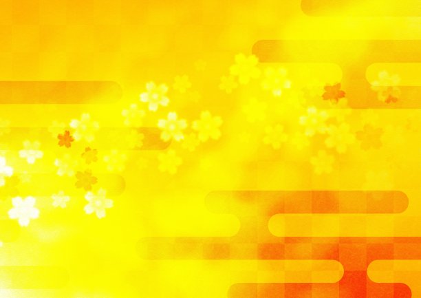 樱花的金色日本背景插图图片下载