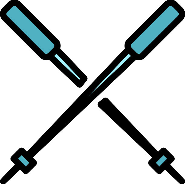 北欧手杖图标颜色轮廓图片下载