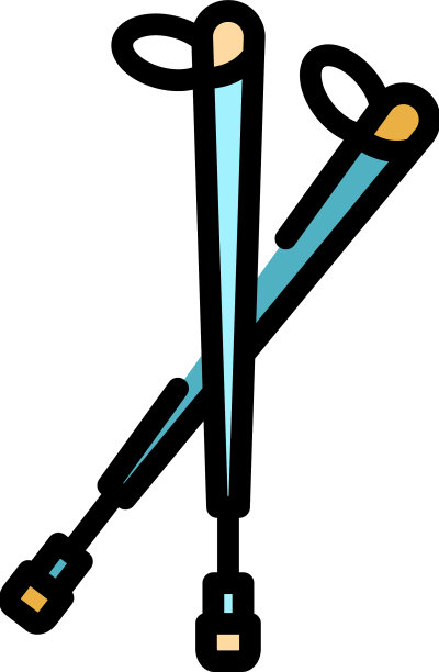 远足者棍子图标颜色轮廓图片下载