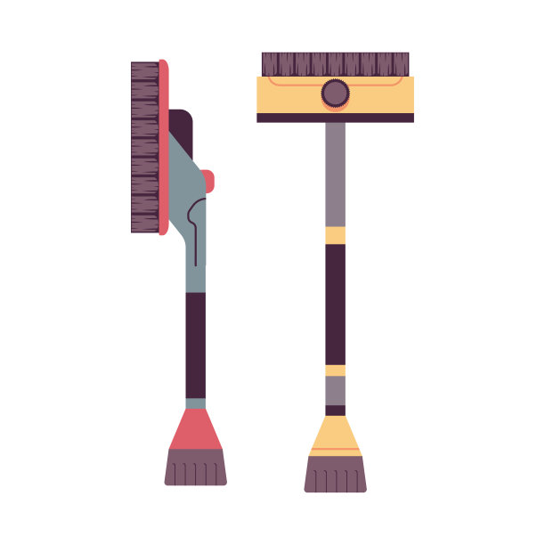 汽车雪刷和刮冰器矢量卡通插图孤立在一个白色的背景。图片下载