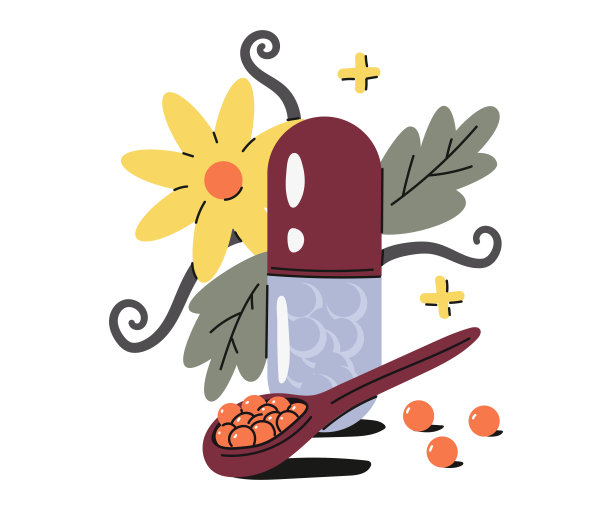 顺势疗法药丸与勺子矢量卡通概念插图孤立在白色背景上。图片下载