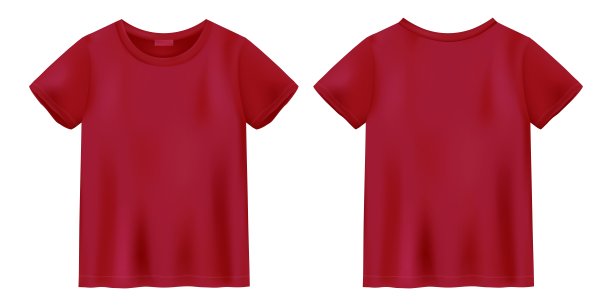 中性深红色t恤模拟。t恤设计模板。图片下载
