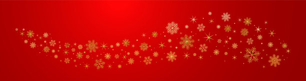 金灿灿的雪花和红色背景上的星星。矢量新年插图为您的设计。向量EPS 10图片下载