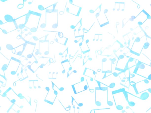 淡蓝色的音符分散在背景上的插图图片下载