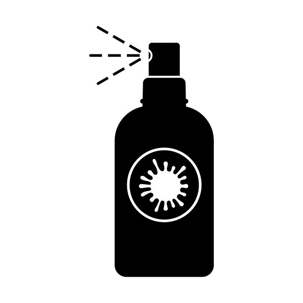 消毒喷雾手图标。瓶子的黑色剪影。侧视图是垂直的。矢量图解说明。白色背景上的孤立对象。隔离。图片下载