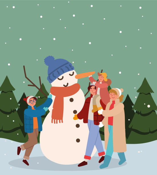 家庭和雪人图片下载