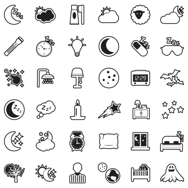 晚上图标。直线填充设计。矢量插图。图片下载