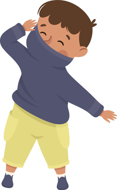 小男孩在换衣服，穿上毛衣图片下载