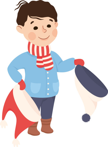 小男孩在换衣服，穿上暖和的衣服图片下载