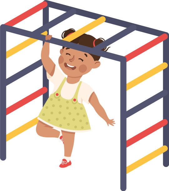 微笑的女孩挂在单杠上玩和图片下载