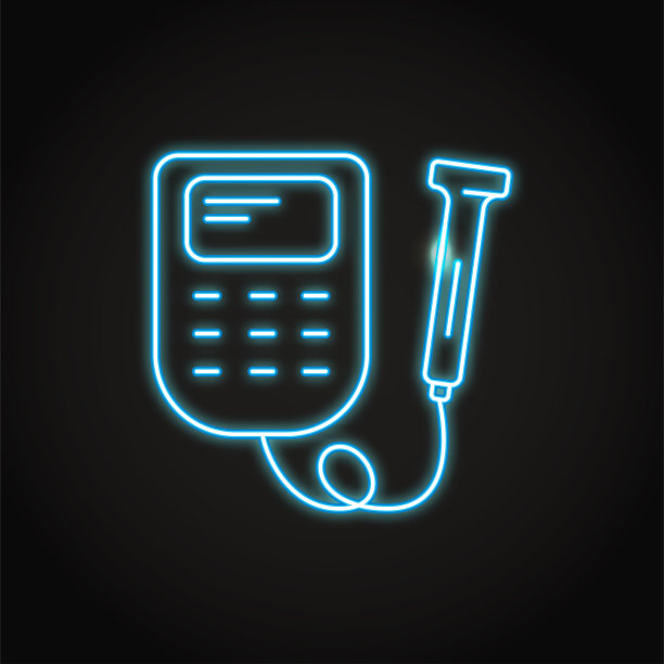 霓虹灯多普勒胎儿监视器图标在直线风格图片下载