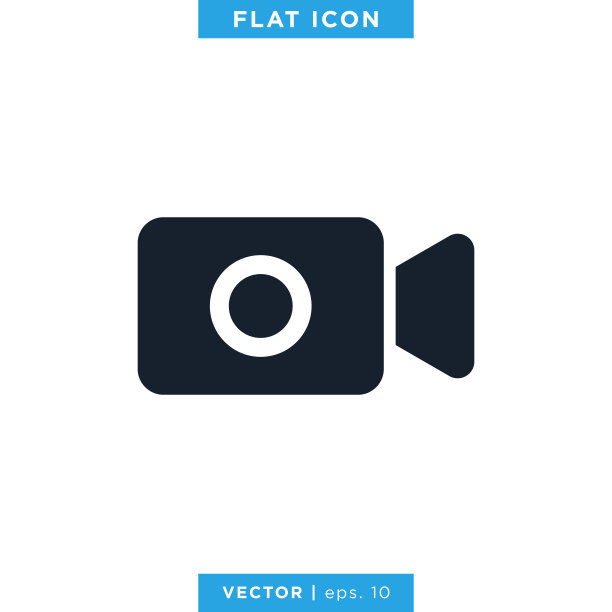 摄像机图标矢量股票插图设计模板。图片下载