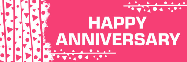 周年快乐粉红线三角形点纹理文本水平图片下载