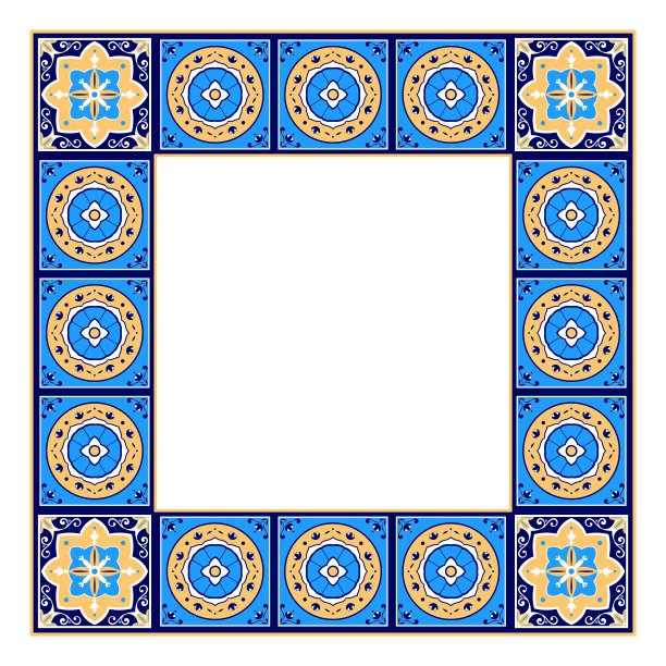瓷砖框架向量。边境陶瓷模式。图片下载